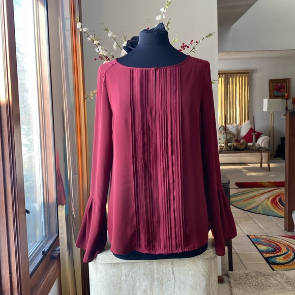 White House Black Market Tops - WHBM NWOT burgundy blouse,no flaws, see measurements in photos below.